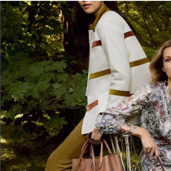 NWT Tory Burch Natural Cream Canvas and Corduroy Cadyn Coat, size 0 - Picture 4 of 8